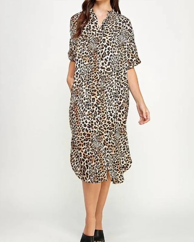 The Button Up Print Dress In Black | Black