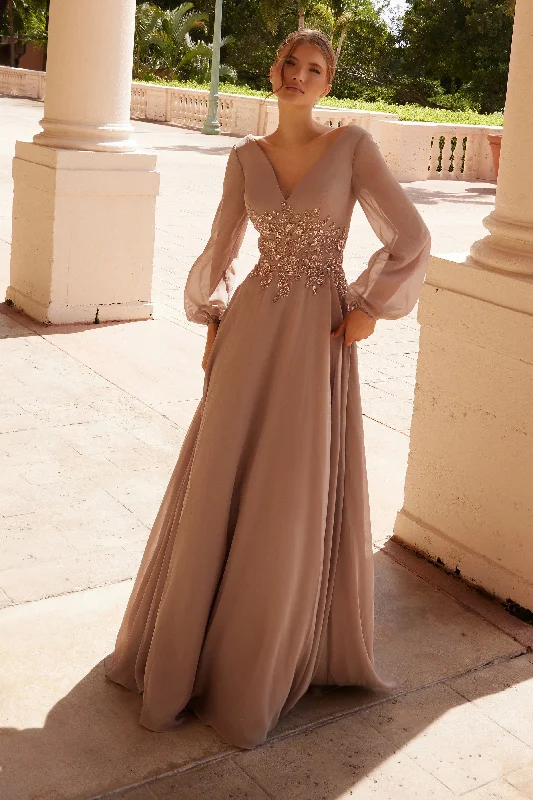 NOX ANABEL ME128 Chiffon Long Sleeve Gown For Mother Of The Bride Dress