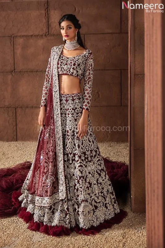 Maroon Color Lehenga Choli Bridal Pakistani Dress #BN823