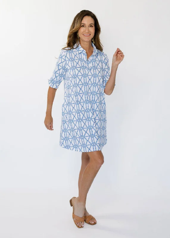 Lizzie Dress - Bamboo Trellis Blue