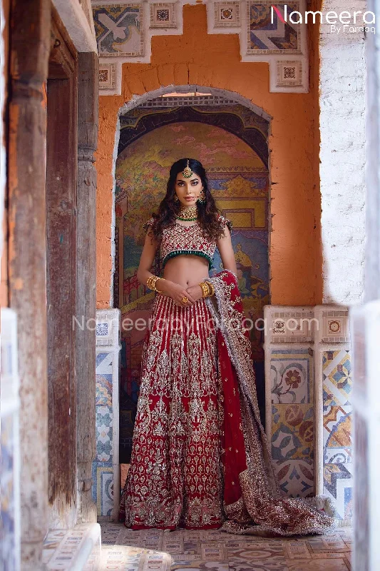 Pakistani Red Lehenga Choli Bridal Dress Online #BS552