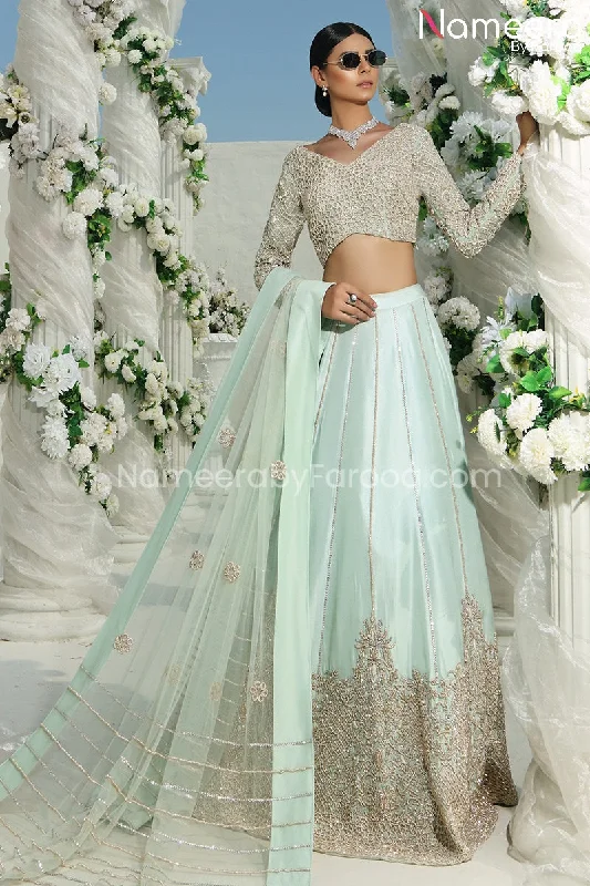Pakistani Bridal Blue Lehenga Choli Dress Online #BS524