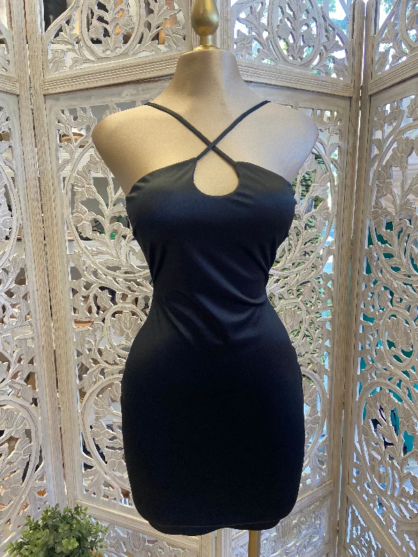 Halter Crossed Satin Dress