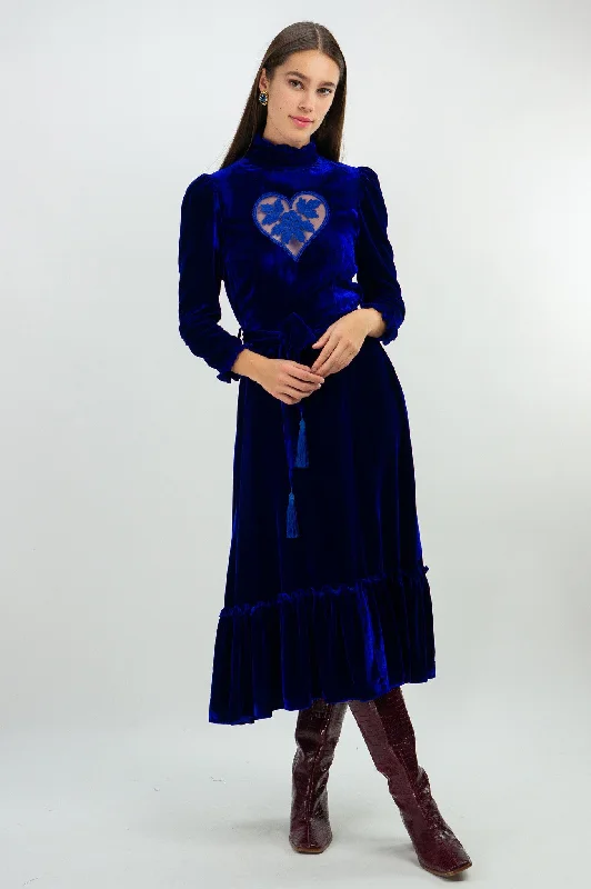 Velvet Sirsna Heart Dress Blue