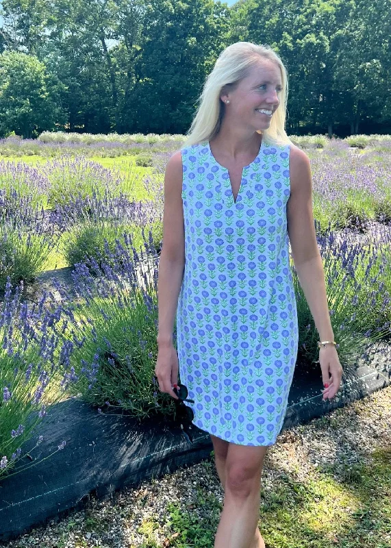 Lucille Dress - Little Zinnias Lavender/White
