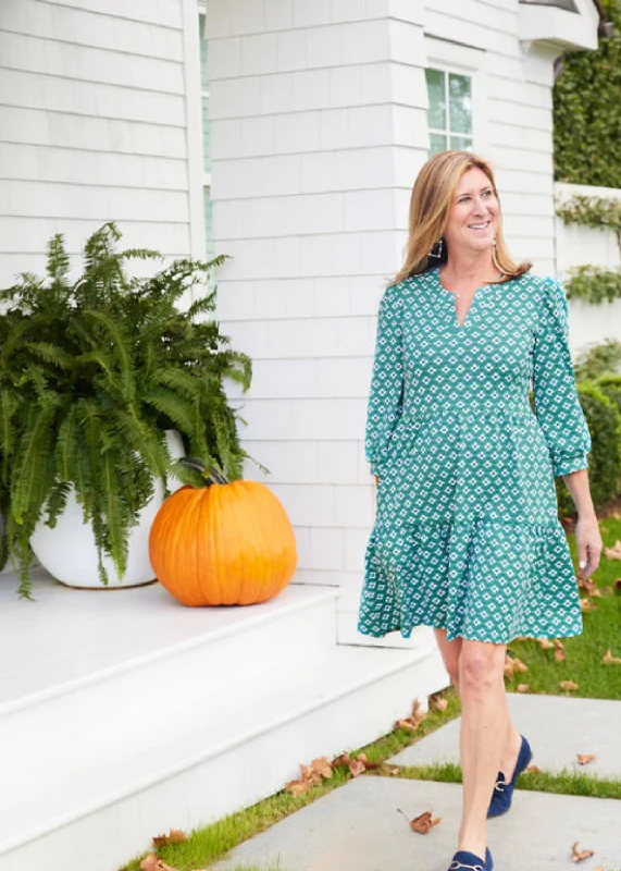 Louisa Dress - Flower Links Navy/Green