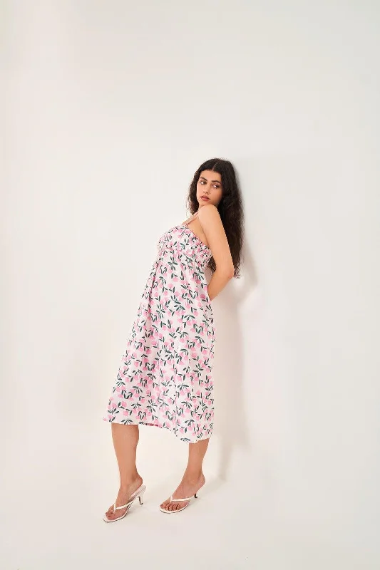 FLORAL EMIRE A-LINE DRESS