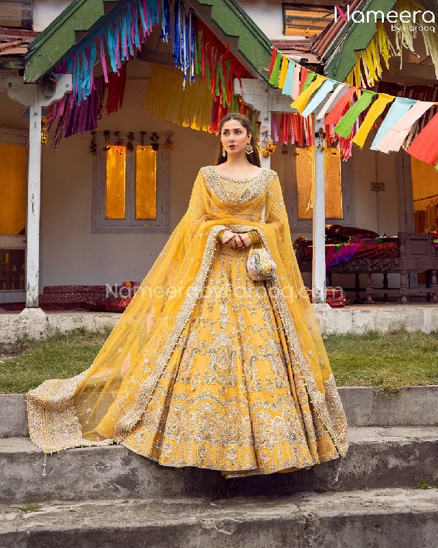 Pakistani Bridal Yellow Lehenga Choli Dress #BS529