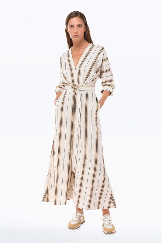 Striped V-neck Dress