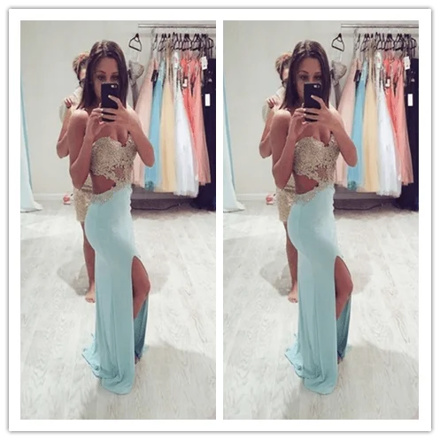 Appliques Chiffon Custom Made A-Line Evening Dresses Prom Dress