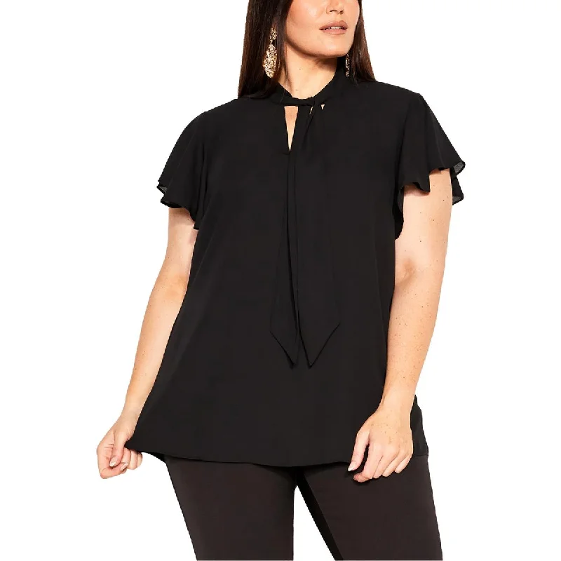 City Chic Womens Solid Blouse Casual Relaxed Blouse