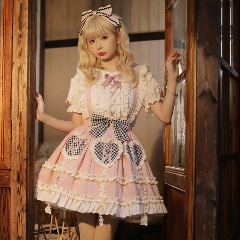 Eieyomi~Kawaii Lolita Summer SK and Blouse Feminine Puff Blouse