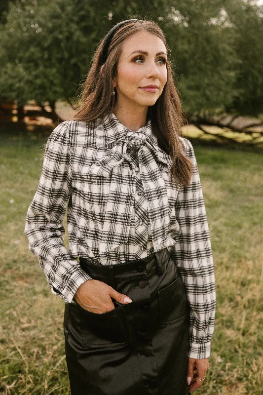 Genevieve Blouse in Plaid Soft Knit Blouse