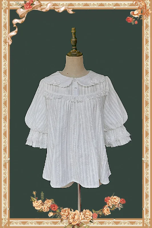 Infanta~Doll Lolita Cotton Short Sleeve Blouse Loose Oversized Blouse