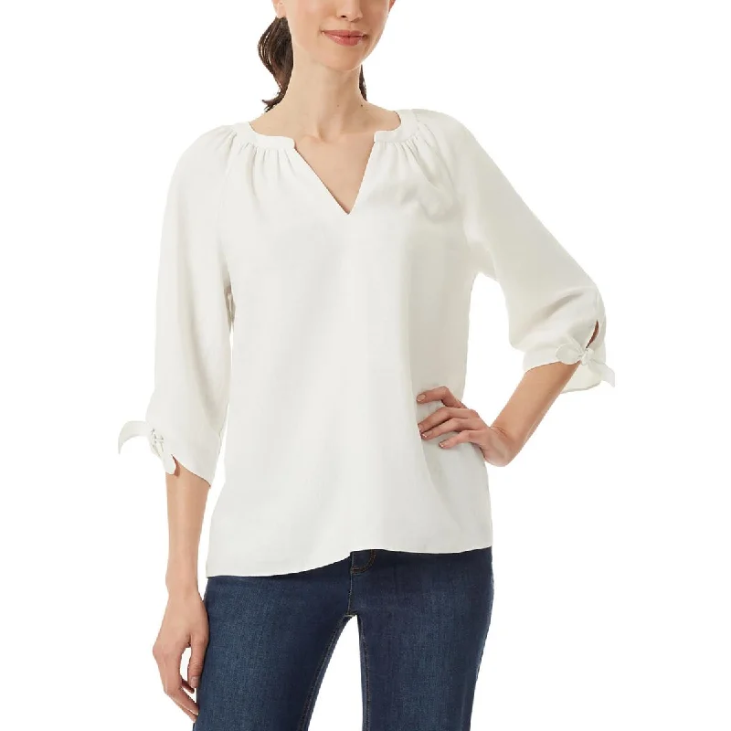 Jones New York Womens Linen Hi-Low Blouse Chic Off-Shoulder Blouse