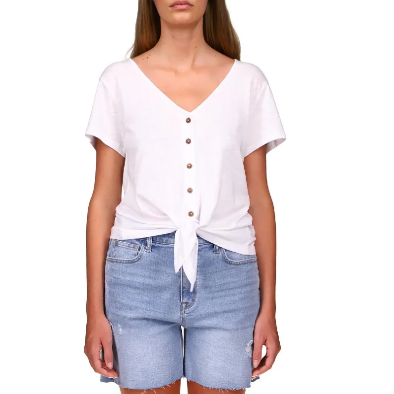 Sanctuary Womens Side Tie Cotton Blouse Business Casual Blouse