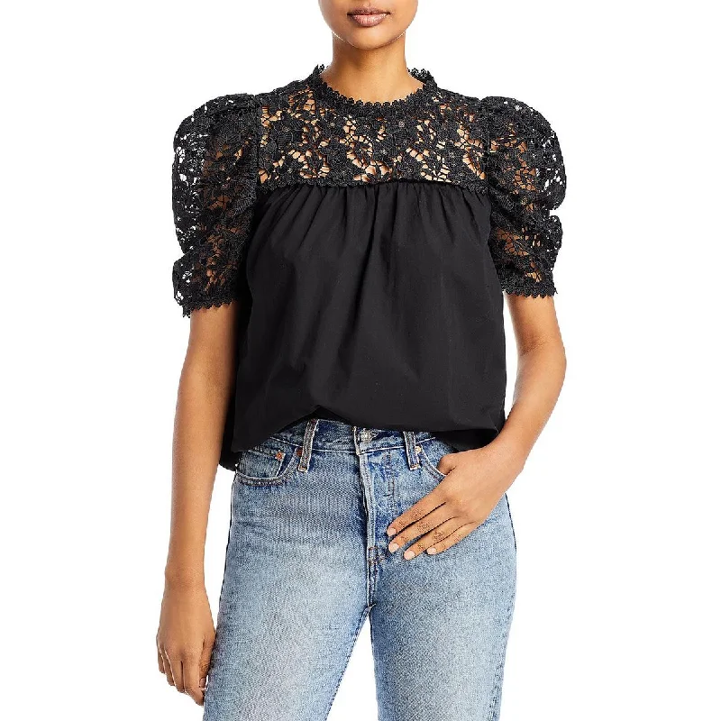 Sundays Womens April Lace Cotton Blouse Bell Sleeve Blouse