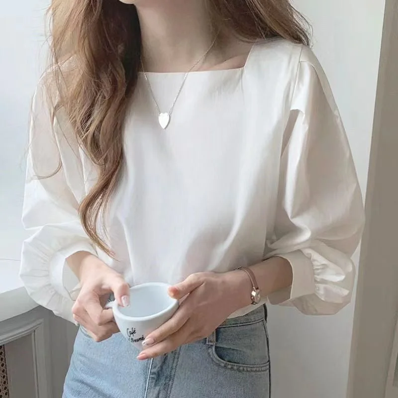 Women's Regular Long Sleeve Solid Color Shirts & Blouses S 427508 Stretchy Fitted Blouse