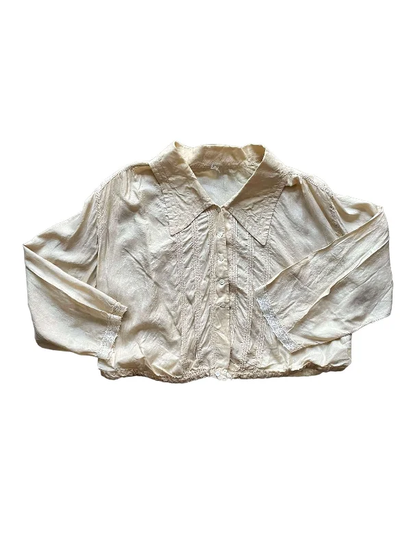 1900s Edwardian Silk Blouse L-XL Peter Pan Collar Blouse