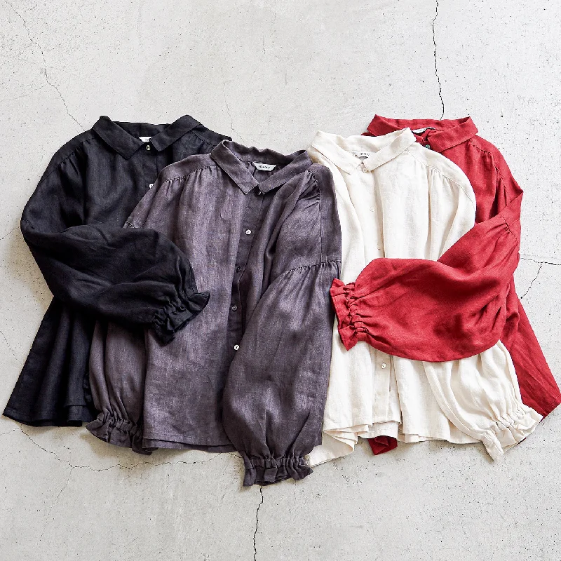 ［HEAVENLY ヘブンリー］ #002 9×9 Heavy Linen Gather Blouse / 9×9 ヘビー リネン ギャザー ブラウス - 2449022 - Boho Chic Blouse