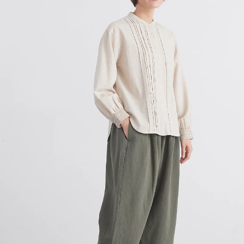 ［HEAVENLY ヘブンリー］ #002 C/L Enbroidery Cuffs Blouse / コットン リネン エンブロイダリー カフス ブラウス - 2450022 - Off-Shoulder Wrap Blouse