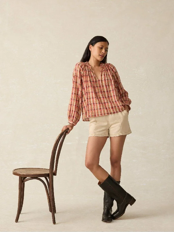 Annalise Blouse - Sunset Gingham Slim Fit Blouse