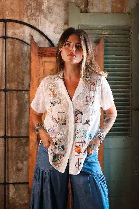 JOHNNY WAS COOPER BUTTON ANDREIA BLOUSE Office Formal Blouse
