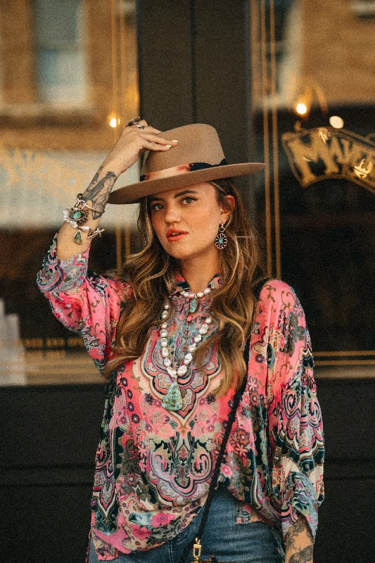 JOHNNY WAS MARLOW BURNOUT BLOUSE Peter Pan Collar Blouse