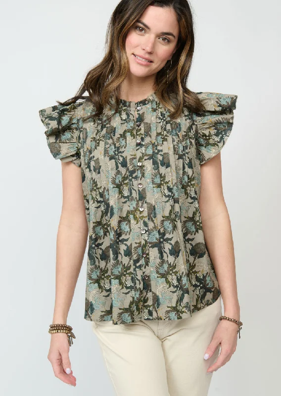 IVY JANE TUCKED AND RUFFLES BLOUSE Elegant Embroidery Blouse