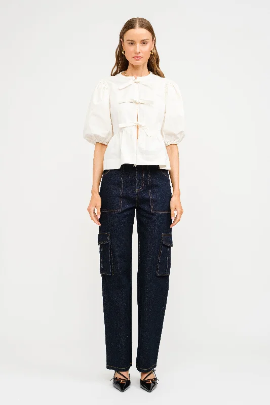 Bow Front Poplin Blouse Office-Ready Blouse
