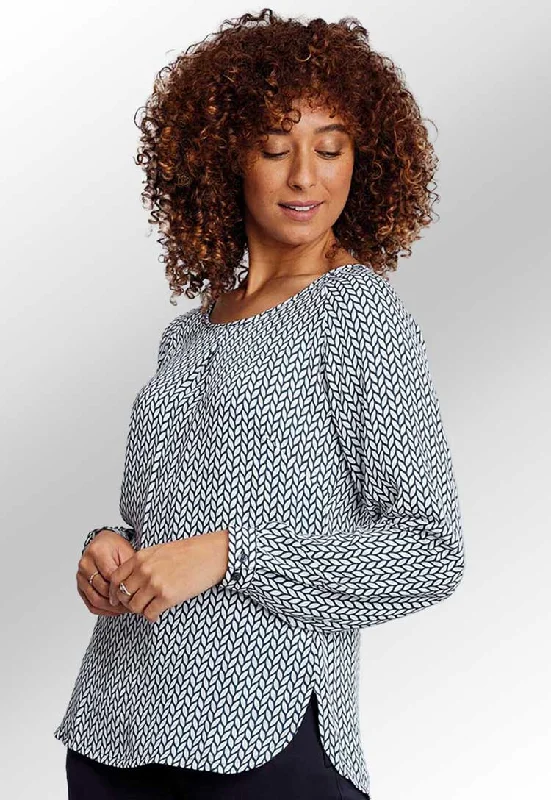 Catriona Patterned Long Sleeve Blouse Lightweight Tunic Blouse