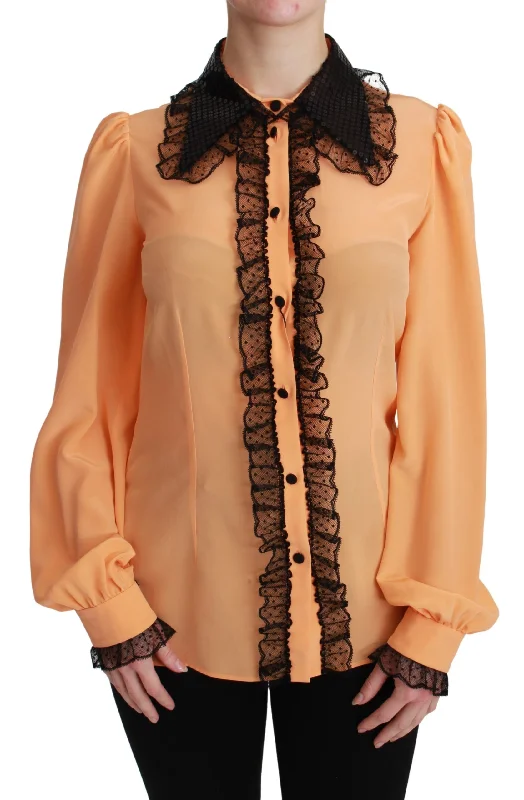 Dolce & Gabbana Silk Blend Yellow Blouse with Sequined Collar Chic Sleeveless Blouse