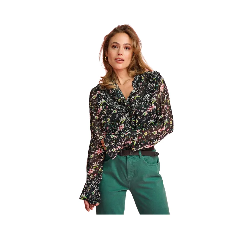 Double Flower Blaze Blouse Chic Wrap Blouse