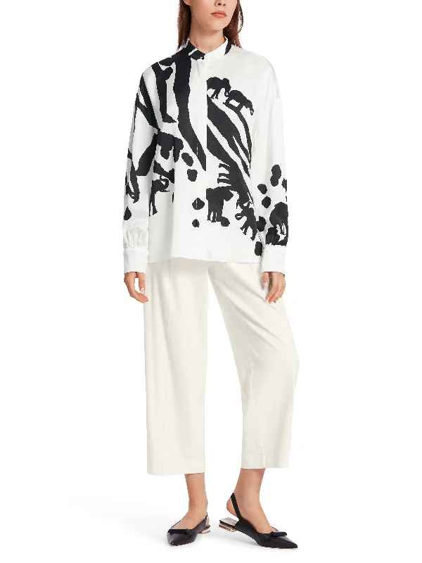Elephant Print Blouse Embroidered Floral Blouse