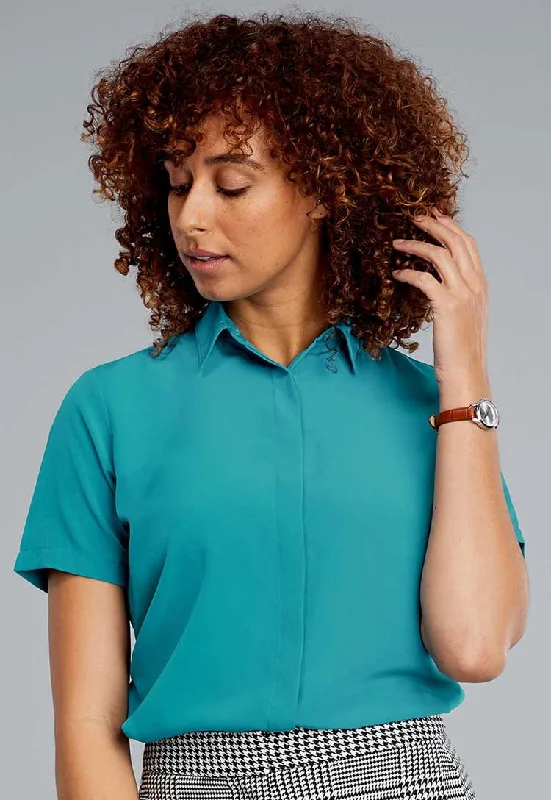 Erin Blouse Short Sleeve Satin Drape Blouse