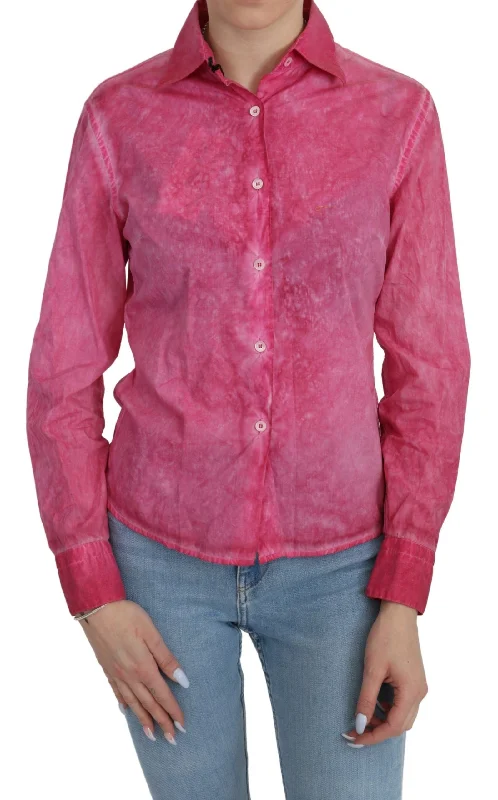 Chic Pink Cotton Polo Blouse by Ermanno Scervino Versatile Layering Blouse