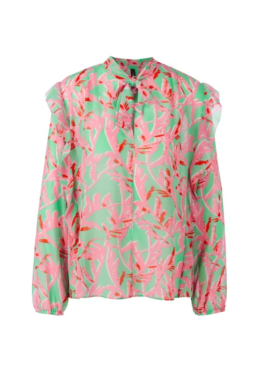 Floral Bow Tie Blouse Lightweight Floral Blouse