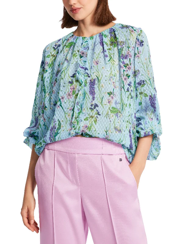 Floral Sheer Blouse Peter Pan Collar Blouse