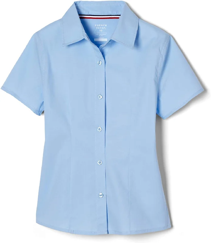 French Toast Juniors Light Blue Short Sleeve Stretch Blouse SE9393JL <br> Sizes S - XL Elegant Embroidery Blouse French Toast Juniors Light Blue Short Sleeve Stretch Blouse SE9393JL <br> Sizes S - XL Elegant Embroidery Blouse