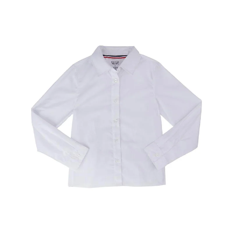 French Toast Juniors White Long Sleeve Pointed Collar Blouse SE9325JL <br> Sizes 42-46 Floral Print Blouse French Toast Juniors White Long Sleeve Pointed Collar Blouse SE9325JL <br> Sizes 42-46 Floral Print Blouse