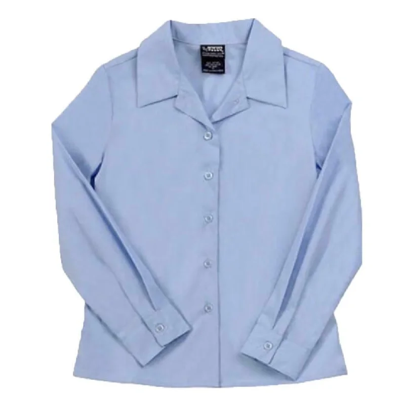 French Toast Juniors Lt Blue Long Sleeve Pointed Collar Blouse SE9325JL <br> Sizes S-L Elegant Silk Blouse French Toast Juniors Lt Blue Long Sleeve Pointed Collar Blouse SE9325JL <br> Sizes S-L Elegant Silk Blouse