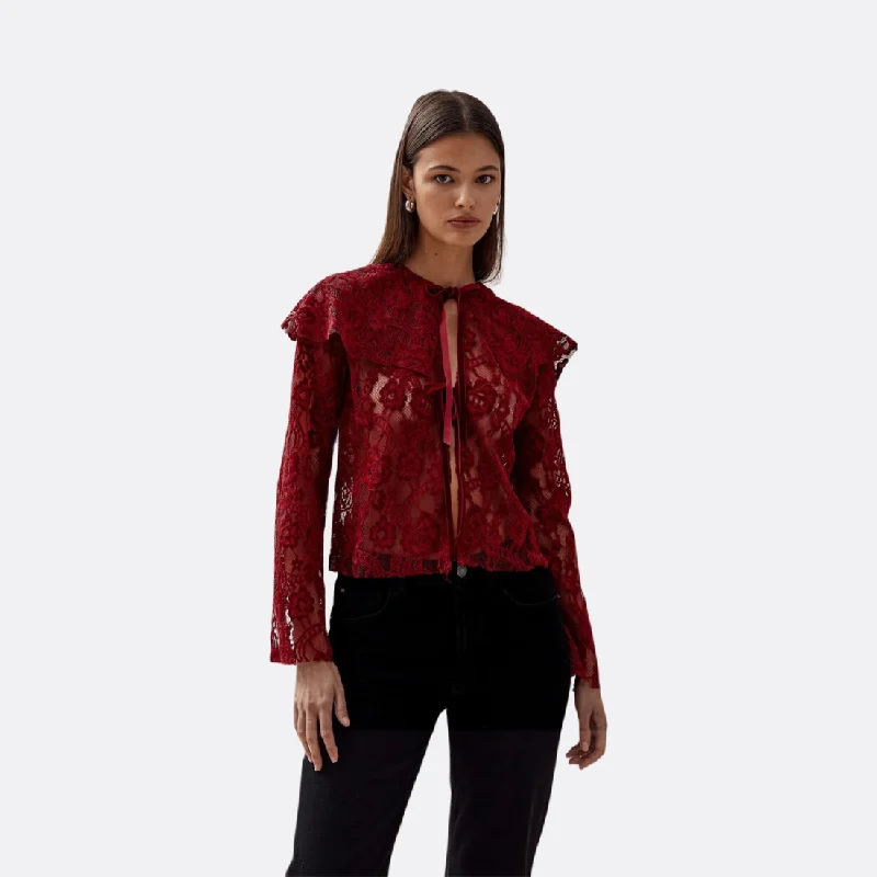 Tolpa Lace Wine Blouse Loose Fit Blouse