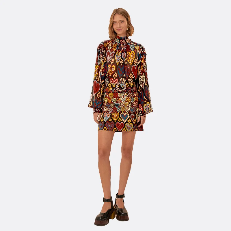 Hearts Ikat Black Blouse Cotton Casual Blouse