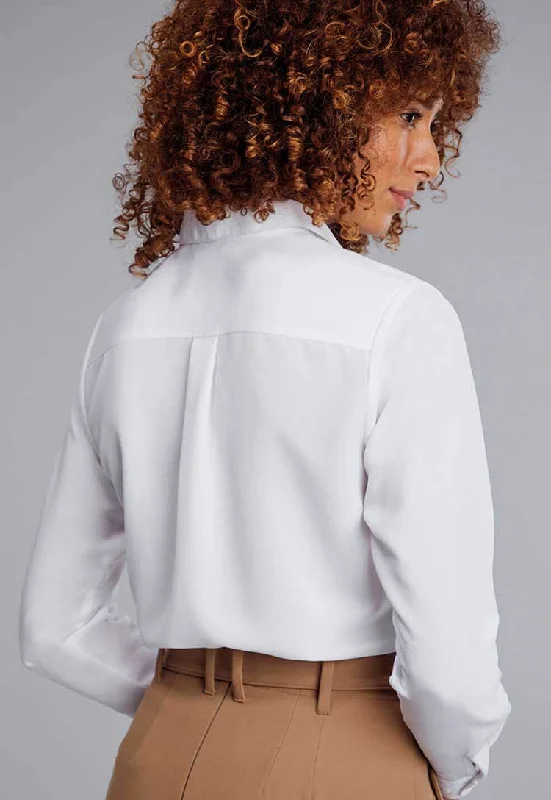 Grace White Textured Blouse Long Sleeve Elegant Embroidery Blouse