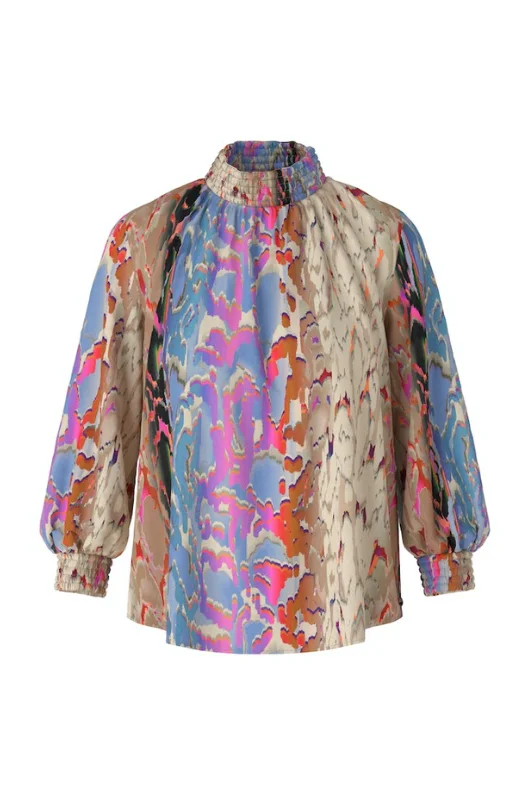 High Neck Blouse Elegant Peplum Blouse