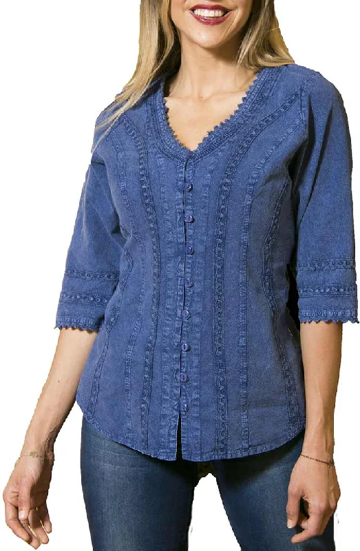 Inca Cottons Women's 3/4 Length Sleeve Blouse Modern Work Blouse