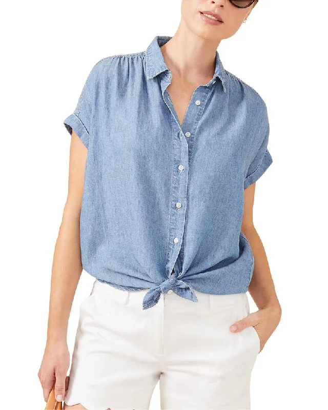 J.McLaughlin Alondra Linen-Blend Blouse Stylish Wrap Blouse