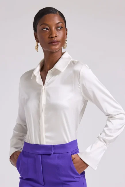 Jay Silk Blouse Classic White Blouse
