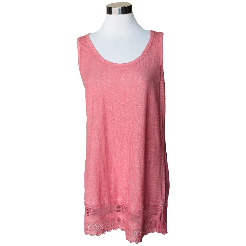 Keren Hart Women's Lace Hem Sleeveless Blouse Classic Minimalist Blouse