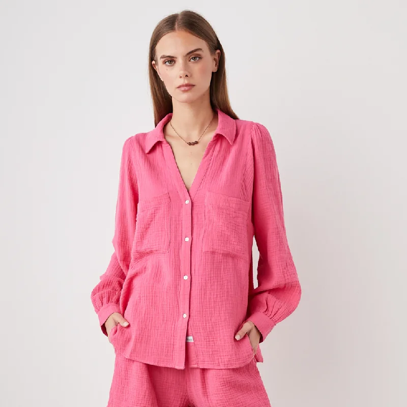 Lauren Hibiscus Long Sleeve Blouse Gathered Detail Blouse